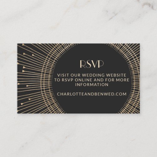 Elegant Black and Gold Art Deco Wedding Website Enclosure Card