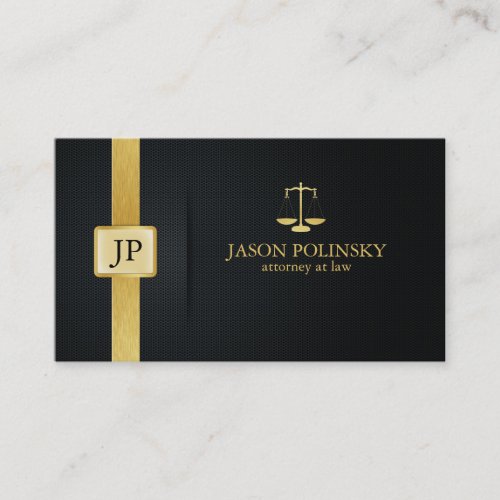 Elegant Black and Gold Attorney At Law Business Card