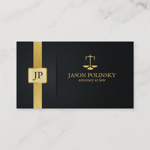 Customizable Elegant Black and Gold Attorney At Law Business Card Templates