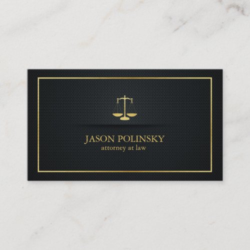 Elegant Black and Gold Attorney At Law Business Card
