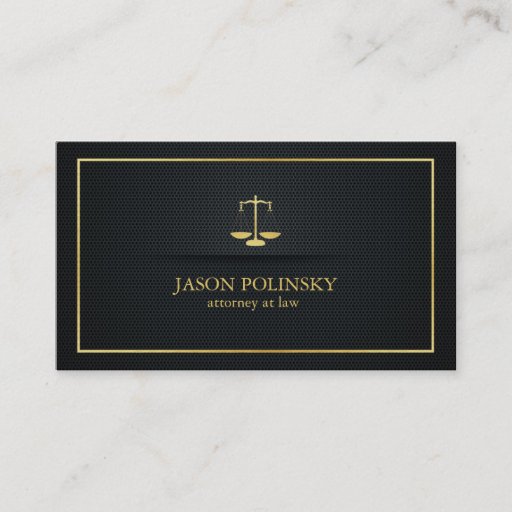 Customizable Elegant Black and Gold Attorney At Law Business Card