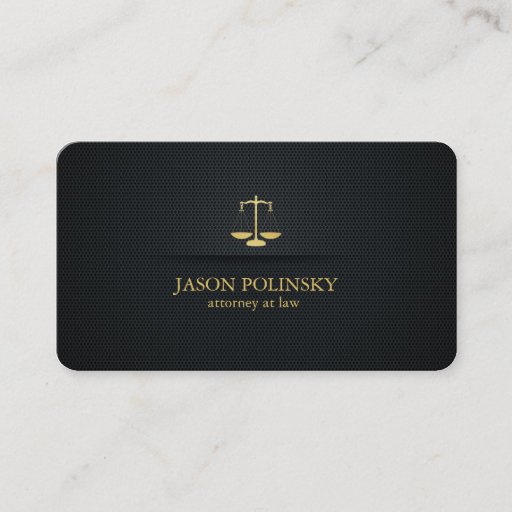Customizable Elegant Black and Gold Attorney At Law Business Cards
