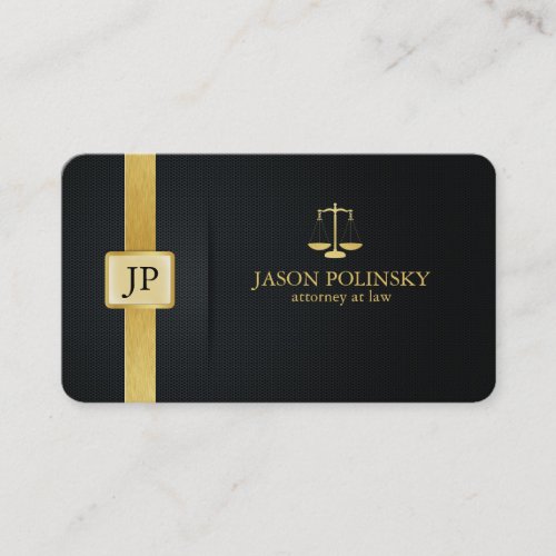 Elegant Black and Gold Attorney At Law Business Card