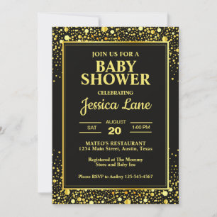 Elegant Black and Gold Baby Shower Invitation