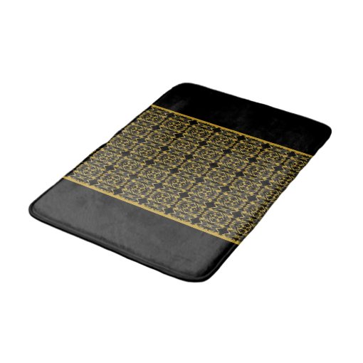Elegant Black and Gold Bath Mat Zazzle