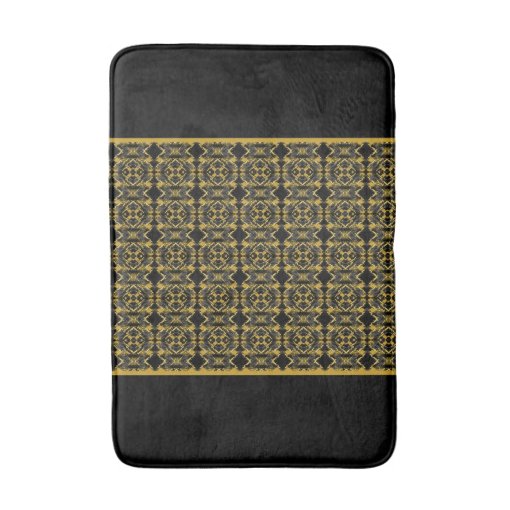 Elegant Black and Gold Bath Mat Zazzle