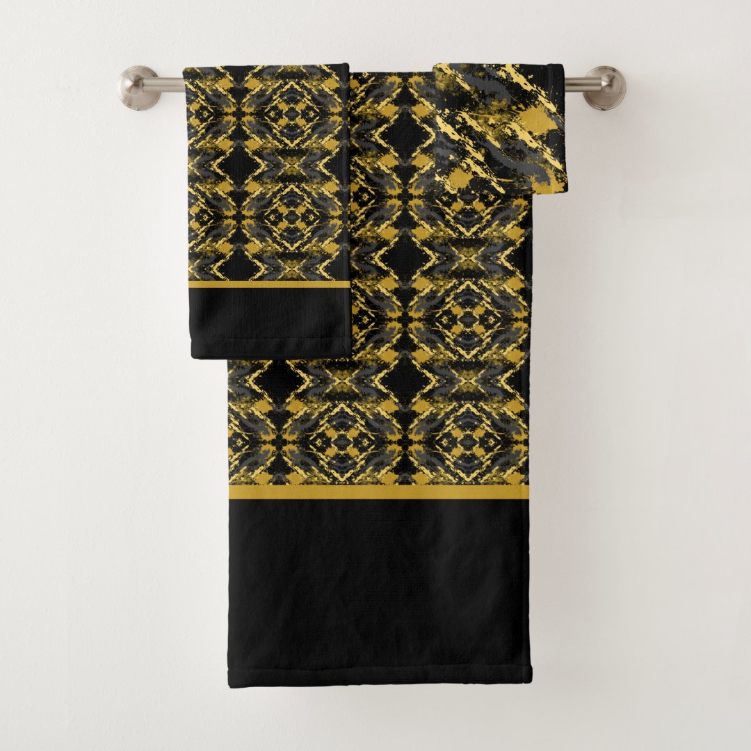 Elegant Black and Gold Bath Towel Set Zazzle