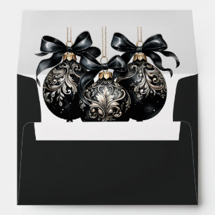 Elegant black and gold baubles luxury Christmas Envelope