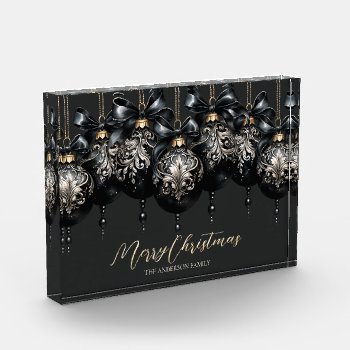 Elegant Black And Gold Baubles Luxury Christmas Photo Block by 17Minutes at Zazzle