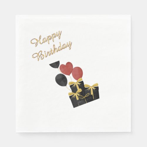 Elegant Black and Gold Birthday Gifts Custom Party Napkins