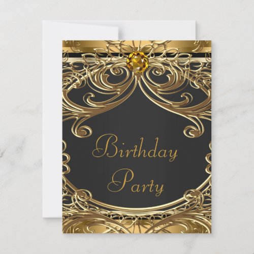 Elegant Black and Gold Birthday Party Invitation