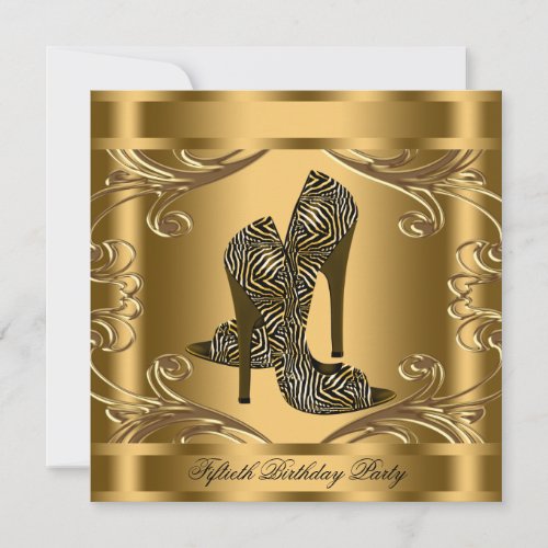 Elegant Black and Gold 50th Birthday Party Personalized Invitations