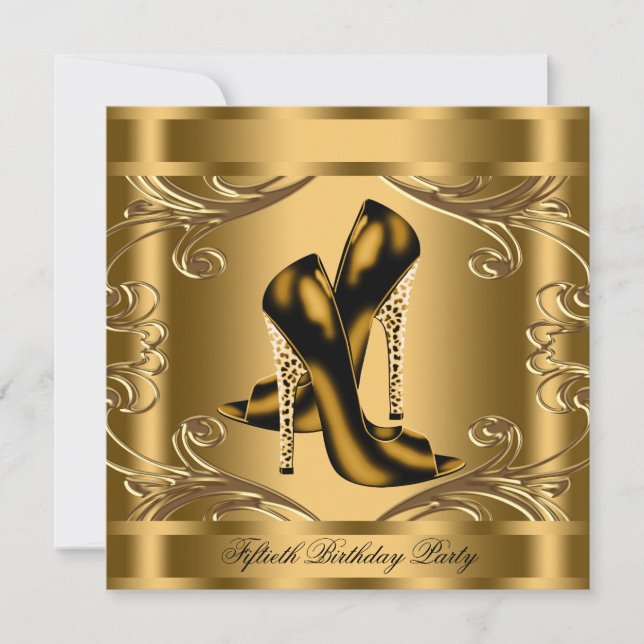 Elegant Black and Gold Birthday Party Invitation (Front)