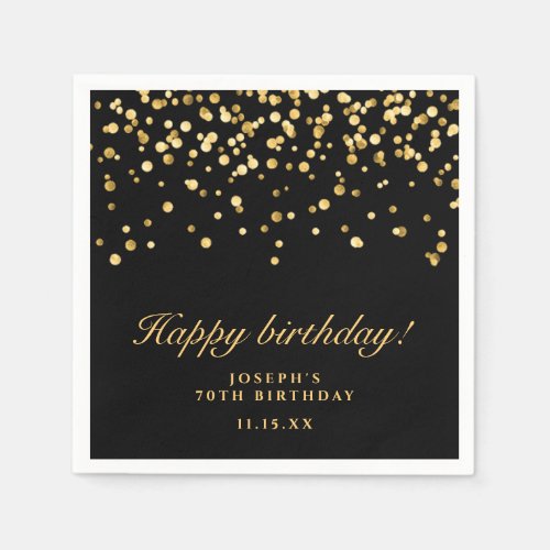 Elegant Black And Gold Birthday Party  Napkins