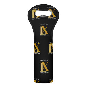 Elegant Black and Gold Birthday Pattern Wine Bag