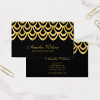 Elegant Black and Gold Bold Geometric Pattern Business Card