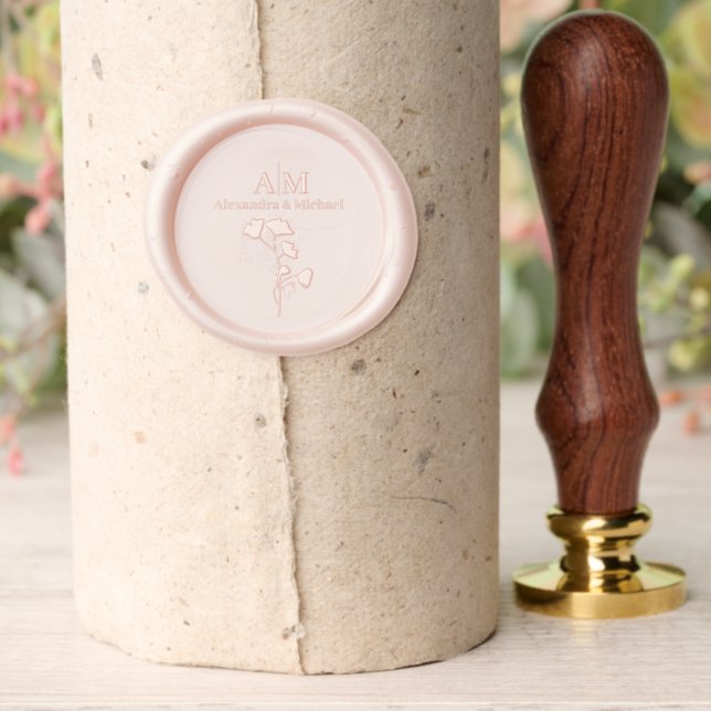 Elegant Black and Gold  botanical leave Wedding Wax Seal Stamp (Insitu (Parchment))
