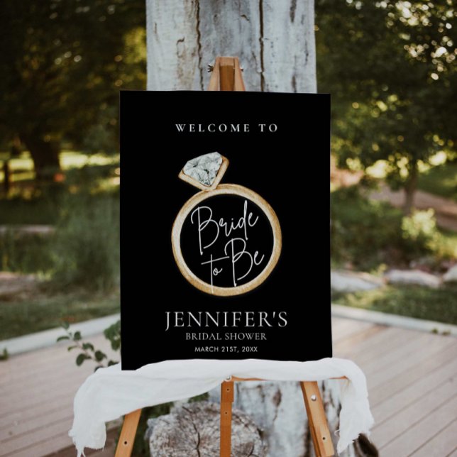 Elegant Black and Gold Bride to Be Welcome Sign (Creator Uploaded)