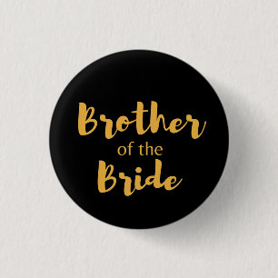 Elegant Black and Gold Brother Of The Bride Button