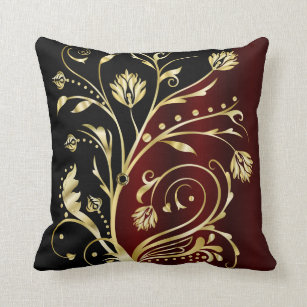 Burgundy and gold throw pillows 2025