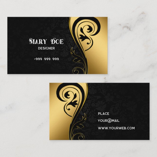 Elegant black and gold business card (Front/Back)