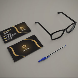 Elegant Black and Gold Business Card