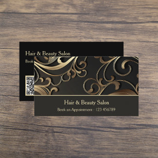 Elegant Black and Gold Business Card with QR Code