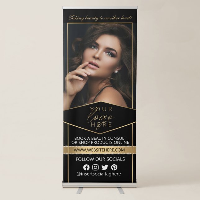 Elegant Black and Gold Business Retractable Banner (Front)