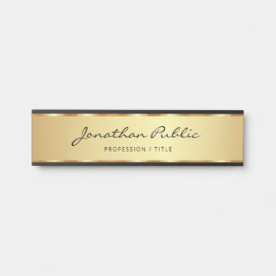 Elegant Black And Gold Calligraphy Script Door Sign