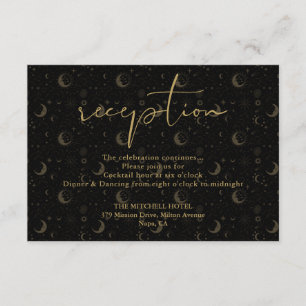 Elegant Black And Gold Celestial Wedding Reception Enclosure Card