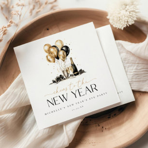Elegant Black and Gold Cheers to the New Year Napkins