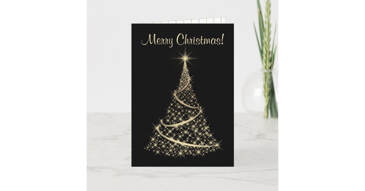 Elegant Black and Gold Christmas Card | Zazzle