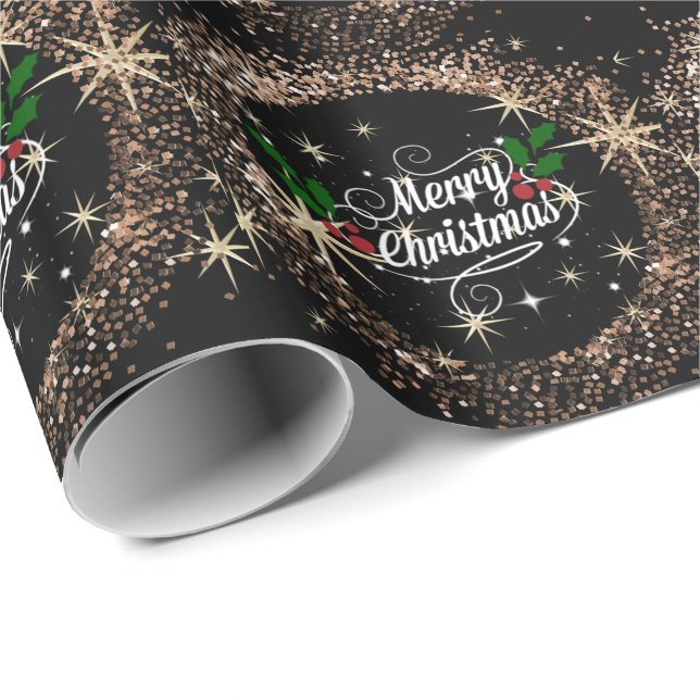 Elegant black and gold Christmas design Wrapping Paper (Roll Corner)