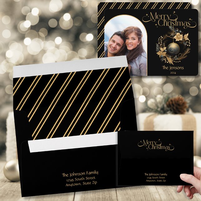 Elegant Black and Gold Christmas  Envelope (Creator Uploaded)