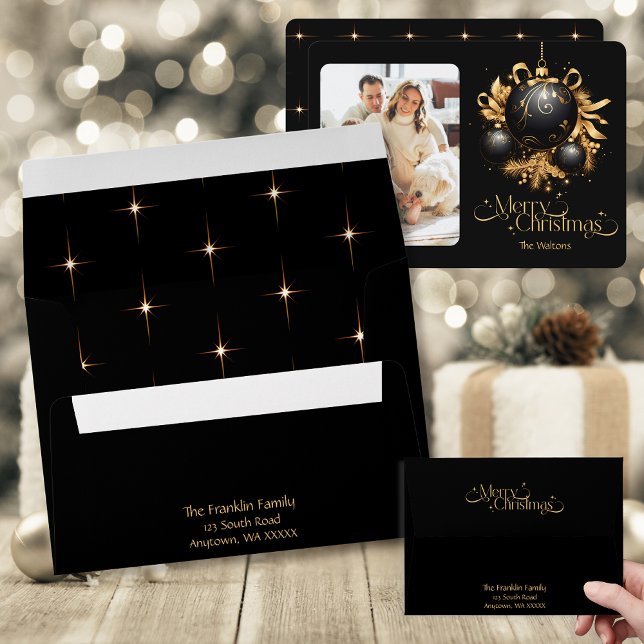 Elegant Black and Gold Christmas  Envelope (Creator Uploaded)