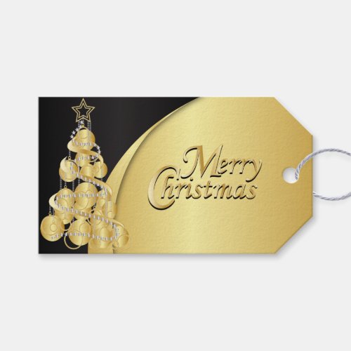 Elegant Black and Gold Christmas Gift Tags