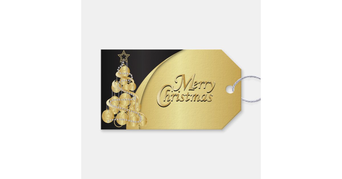 Elegant Christmas Gift Tags Black and Gold 
