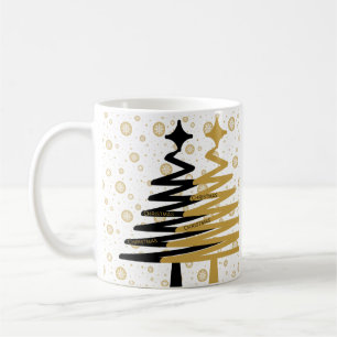 elegant black and gold christmas trees coffee mug