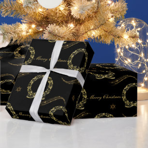 Elegant Black and Gold Christmas Wrapping Paper