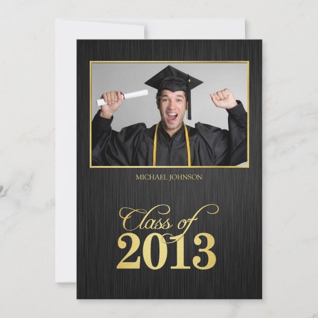 Elegant black and gold Class of 2013 Graduation Invitation (Front)