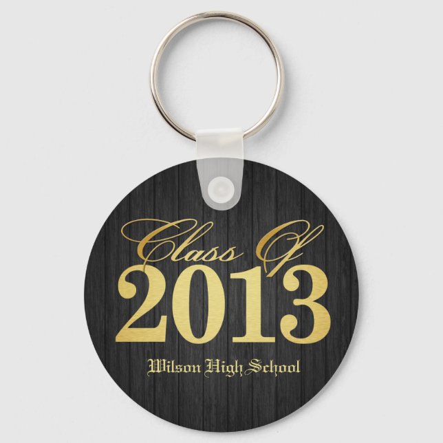 Elegant Black and Gold Class of 2013 key-chains Keychain (Front)