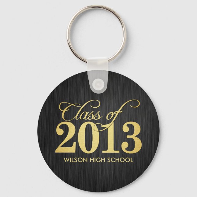 Elegant Black and Gold Class of 2013 key-chains Keychain (Front)