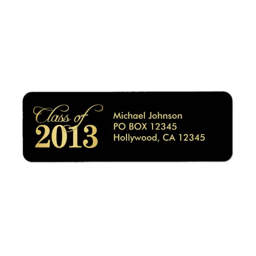 Elegant Black and Gold Class of 2013 Label