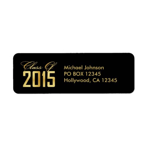 Elegant Black and Gold Class of 2015 Label