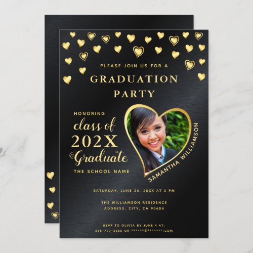 Elegant Black and Gold Class of 2024 Graduation Invitation