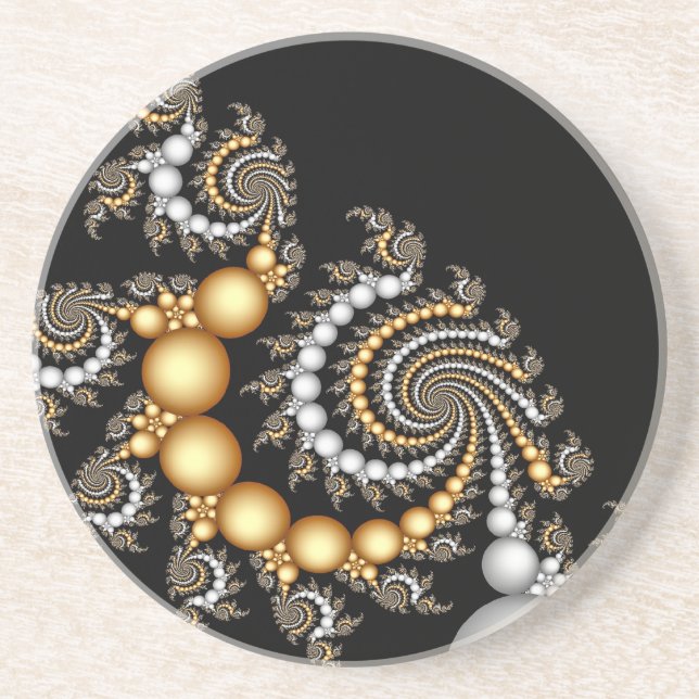 Elegant Black and Gold Coaster (Front)