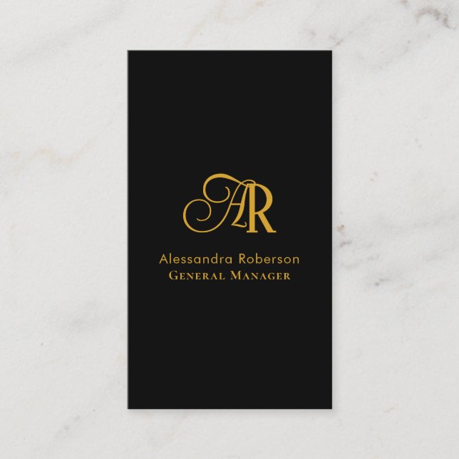 Elegant black and gold color  business card (Front)