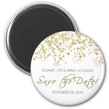 Elegant Black And Gold Confetti - Save The Date Magnet by weddingsNthings at Zazzle