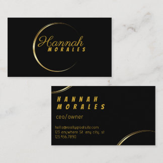 Elegant Black and Gold Crescent Frame Custom Busin Business Card