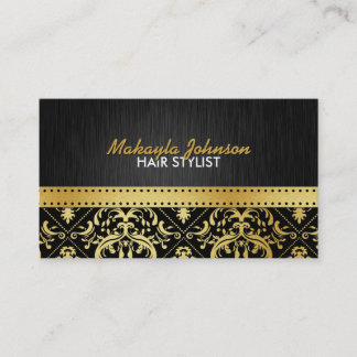 Elegant black and gold Damask Modern & Stylish Business Card